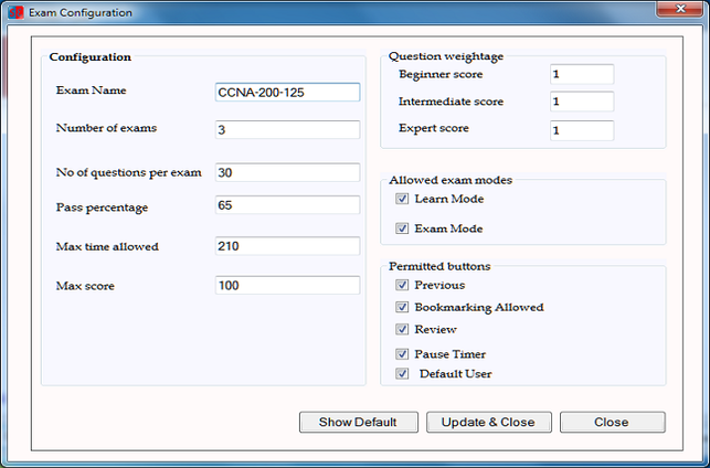 Exam Configuration 2