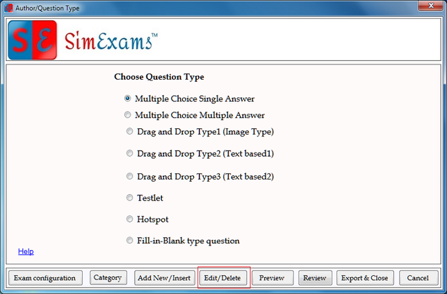 MCSA Question type screen 3
