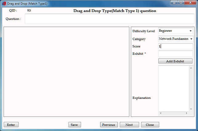 Arrange Drag and Drop Question type screen 1