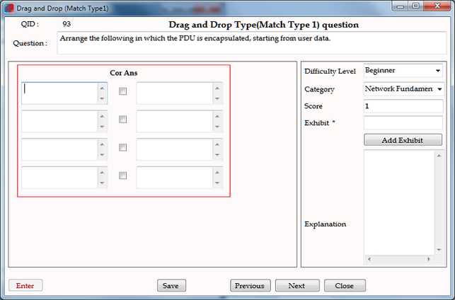 Arrange Drag and Drop Question type screen 4