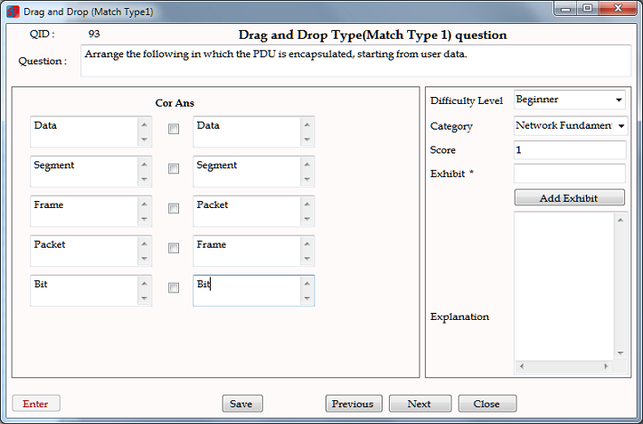 Arrange Drag and Drop Question type screen 5