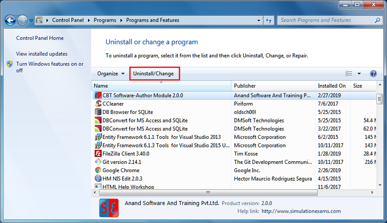 Uninstall Procedure Step 1