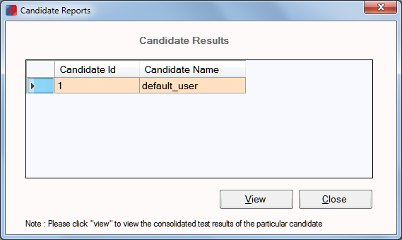 View Previous Results screen 2