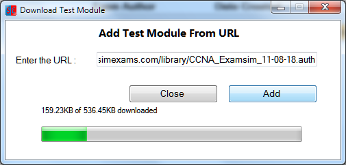 Browse/Add Test Modules(URL) screen 7