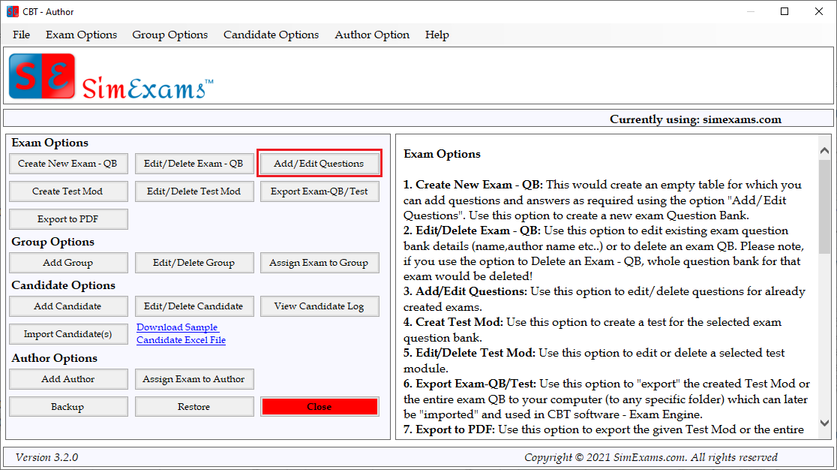 Exam engine help images