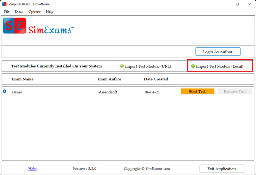 Add test module screen 1
