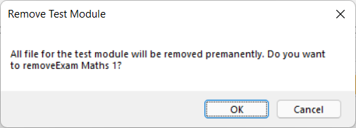 Remove Test Module screen 2