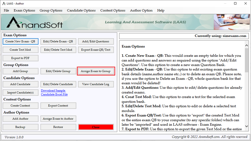 Exam engine help images